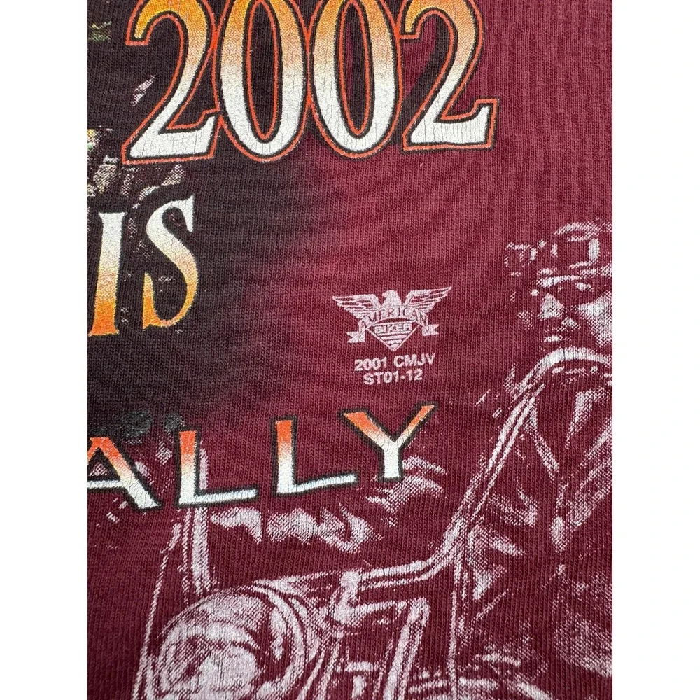 Vintage Sturgis Shirt Mens 2XL Red Black Hills Rally Wolf Eagle 2002 Tee AOP